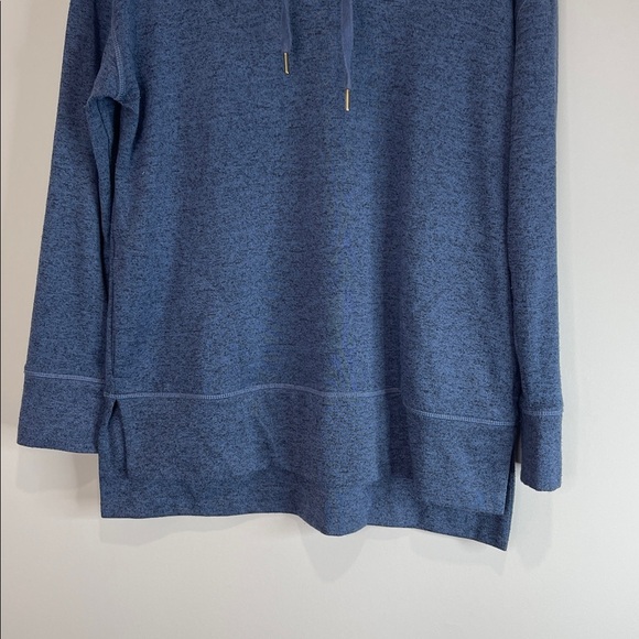 Old Navy Active Funnel Neck Knit Top Navy Blue Pockets Hi Low Hem Pullover M - Picture 4 of 10